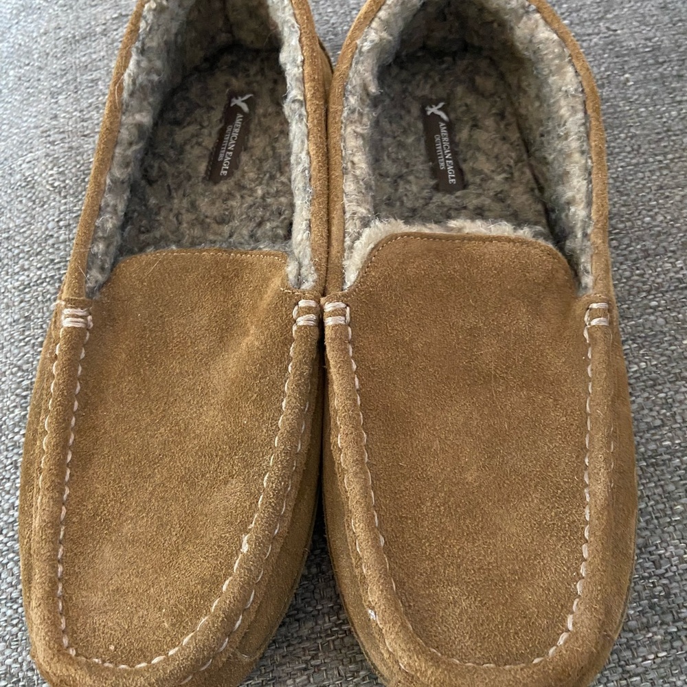 Men's American Eagle Tan Suede House Shoe Loafers